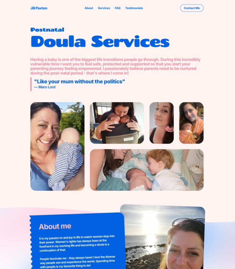 Southampton website designer for doula